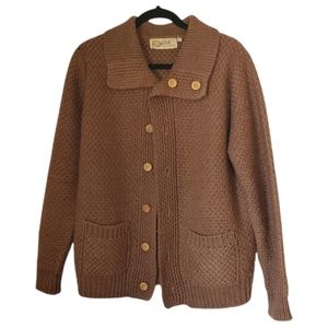 Vintage Pebble Beach Clay Brown Sweater with Wood Buttons XL